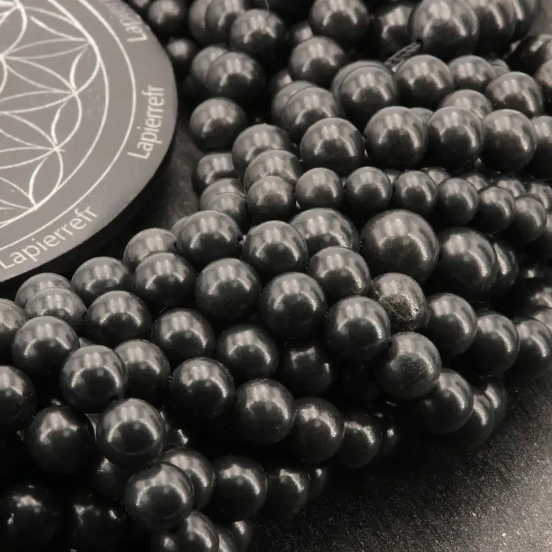 Perles Shungite en pierre naturelle ronde 6/8/10 mm de Qualité AAA, pour la création de bijoux et lithothérapie