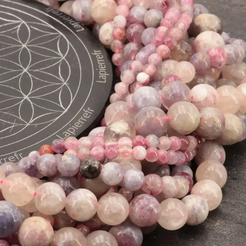 Perles rondes de Tourmaline Rose en vrac, pierre naturelle rose pour bracelet et collier