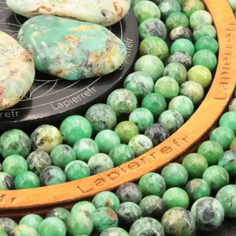 Perles Variscite en pierre naturelle ronde 6/8/10 mm de Qualité AA+, pour la création de bijoux et lithothérapie