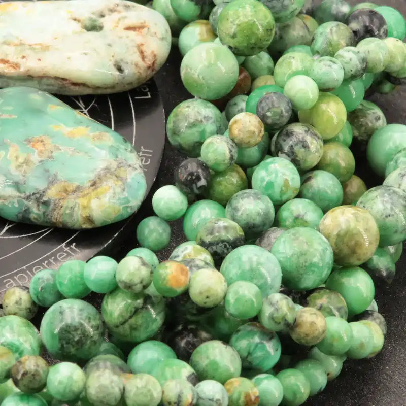 Perles Variscite en pierre naturelle ronde 6/8/10 mm de Qualité AA+, pour la création de bijoux et lithothérapie