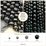 Grosses perles Onyx Noir à facettes 10 mm