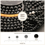 Grosses perles Agate Noire 10 mm, Qualité AA+