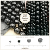 Perles Onyx Noir à facettes 6 mm en pierre naturelle