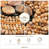 Perles Agate Chrysanthème 6 mm en pierre naturelle, Qualité AA+