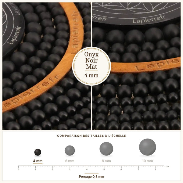 Perles noires mates en onyx noir de 4 mm