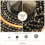 Perles Obsidienne Dorée 6 mm en pierre naturelle, Qualité AAA