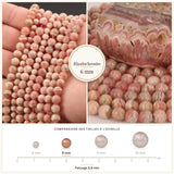Perles Rhodochrosite 6 mm en pierre naturelle, Qualité AA+