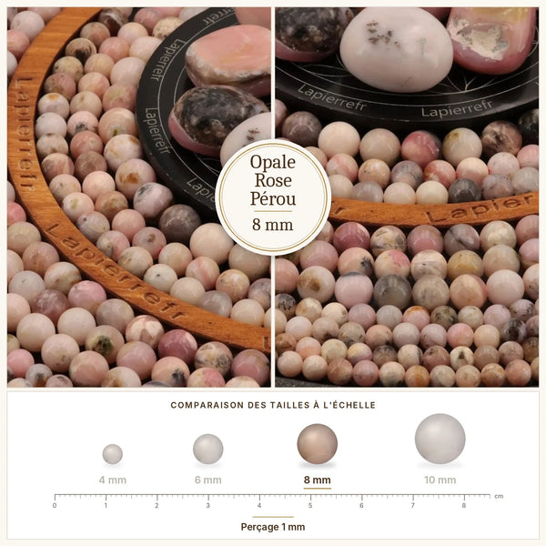 Perles rose pastel en opale rose naturelle de 8 mm