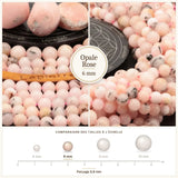 Perles Opale Rose de Chine 6 mm en pierre naturelle, Qualité AA+