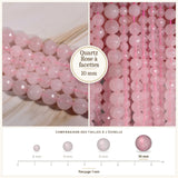 Grosses perles Quartz Rose à facettes 10 mm