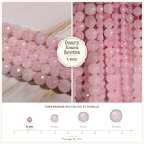 Petites perles Quartz Rose à facettes 4 mm