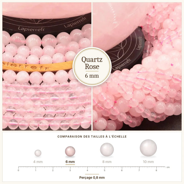 Perles quartz rose de Madagascar 6 mm roses en pierre naturelle