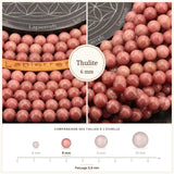 Perles Thulite 6 mm en pierre naturelle, Qualité AA+