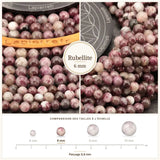 Perles Tourmaline Rubellite 6 mm en pierre naturelle, Qualité AA+