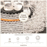 Petites perles Cristal de Roche à inclusions 4 mm, Qualité AAA