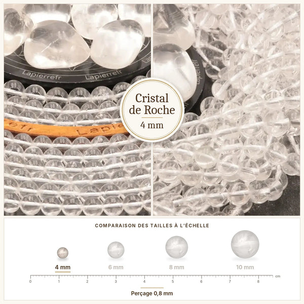Perles transparentes à inclusions en cristal de roche 4 mm