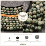 Perles Émeraude Verte 6 mm en pierre naturelle, Qualité AA+
