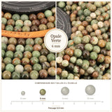 Perles Opale Verte 6 mm en pierre naturelle, Qualité AA+