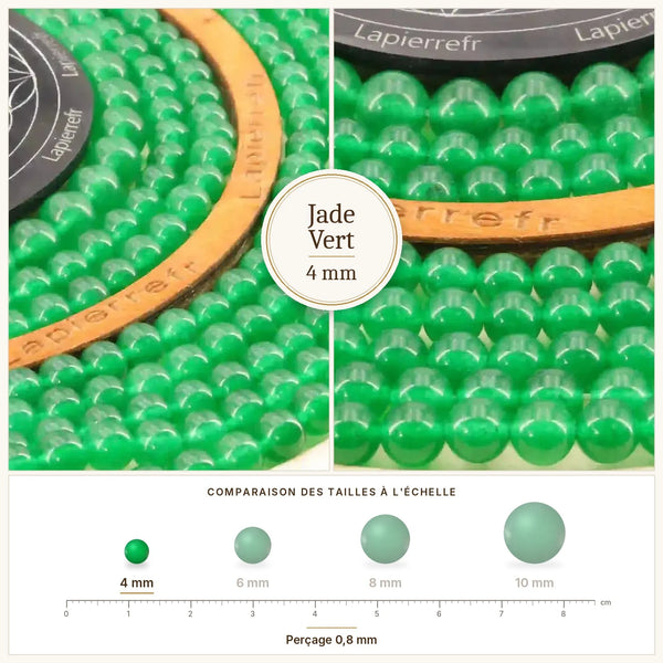 Petites perles vertes en jade naturel de 4 mm pour création de bijoux