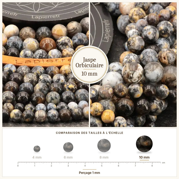Perles vertes et roses en jaspe orbiculaire de 10 mm, pierre naturelle