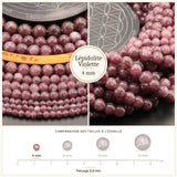 Petites perles Lépidolite Violette 4 mm, Qualité AAA