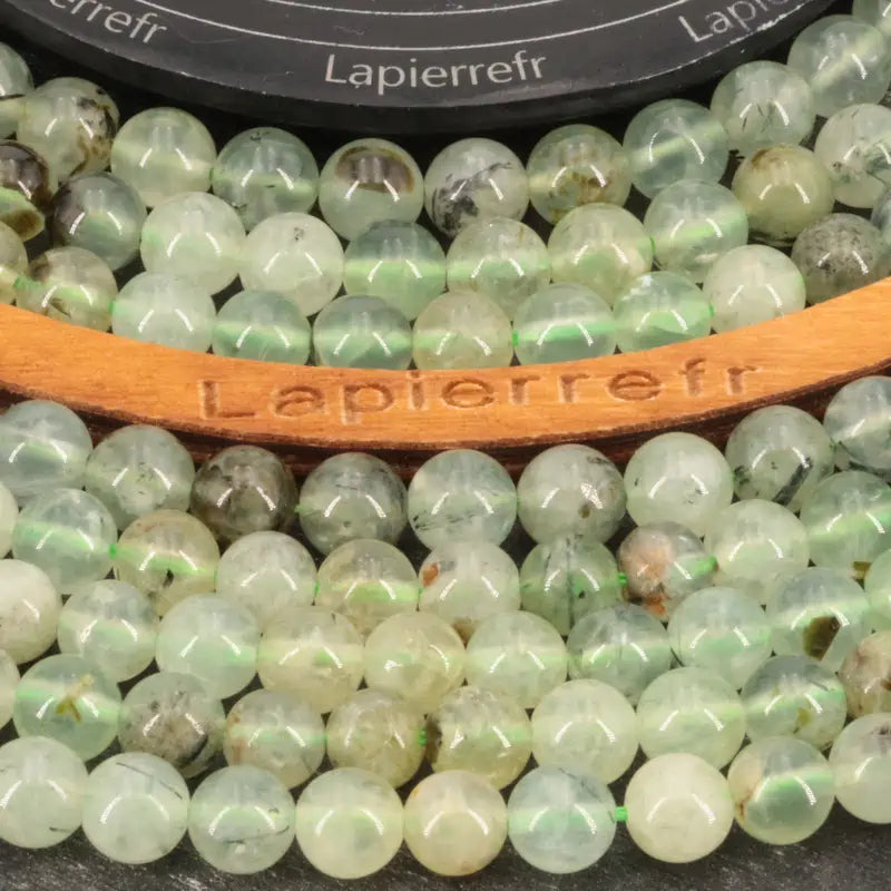 Fil de perles de Préhnite, pierre naturelle ronde verte de qualité AA+ pour création de bijoux