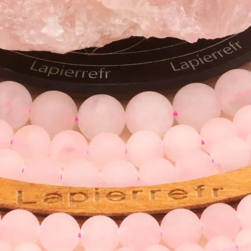 Perle quartz rose mat pour bracelet fin de 6 mm