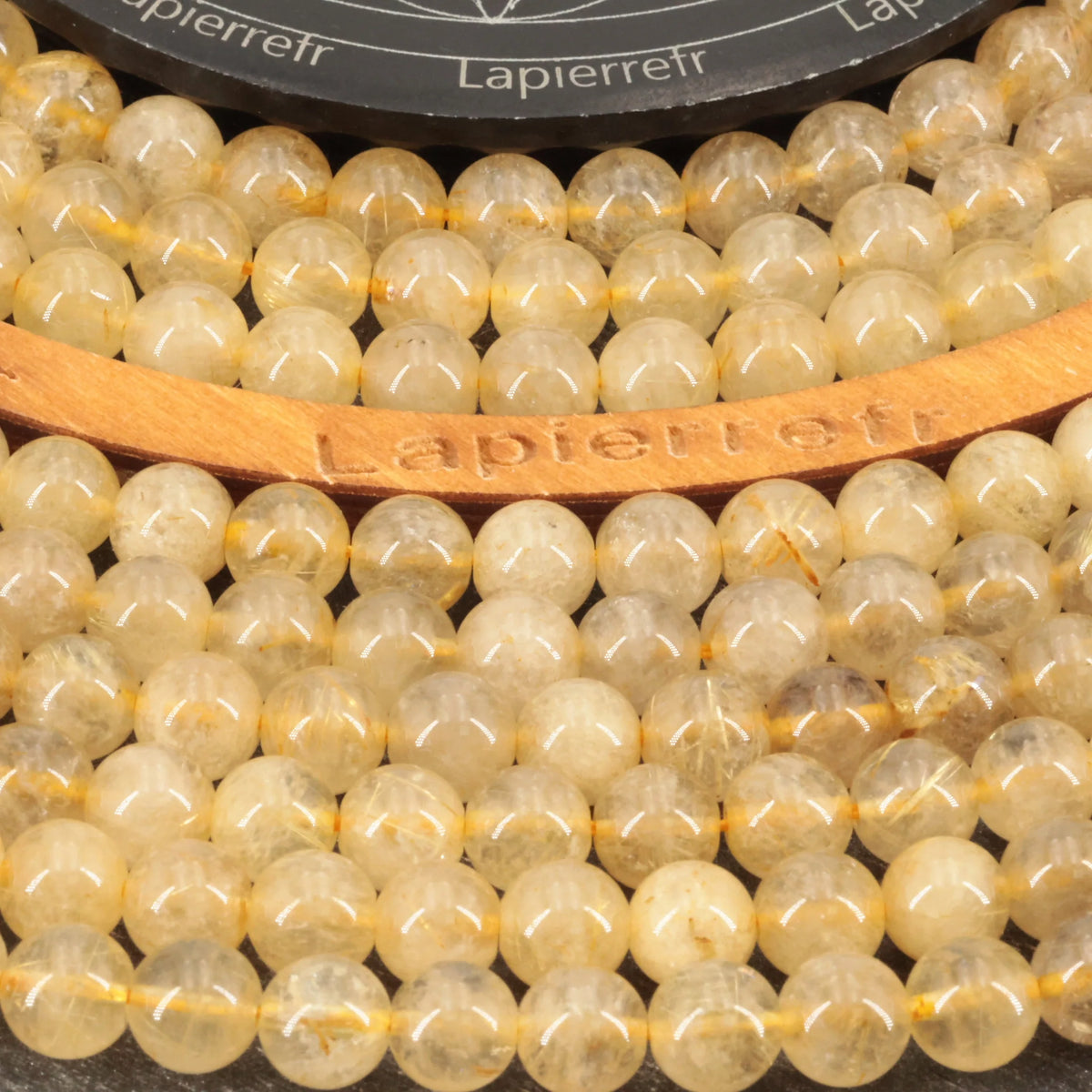 Fil de perles de Quartz Rutile, pierre naturelle ronde de qualité AA+ pour création de bijoux