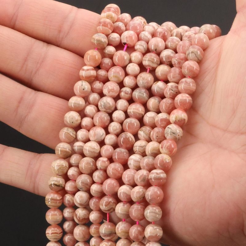 Perle rhodochrosite en pierre naturelle ronde de 4 mm