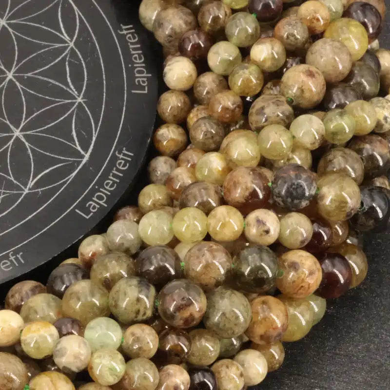 Perle ronde pierre naturelle grenat vert de 6 mm
