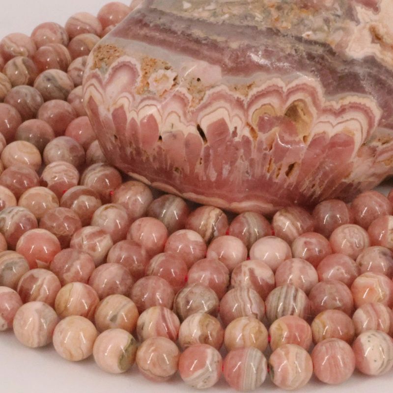 Perle ronde polie en rhodochrosite naturelle de 6 mm