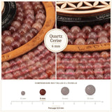 Perles Quartz Cerise 6 mm en pierre naturelle, Qualité AAA