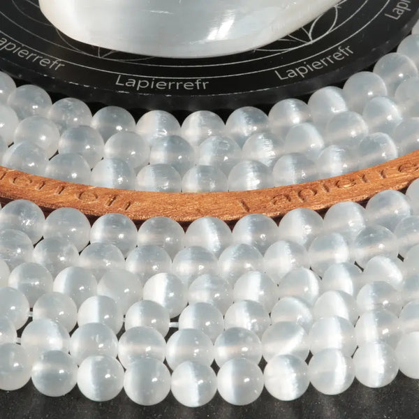 Perle sélénite en pierre naturelle pour bracelet fin