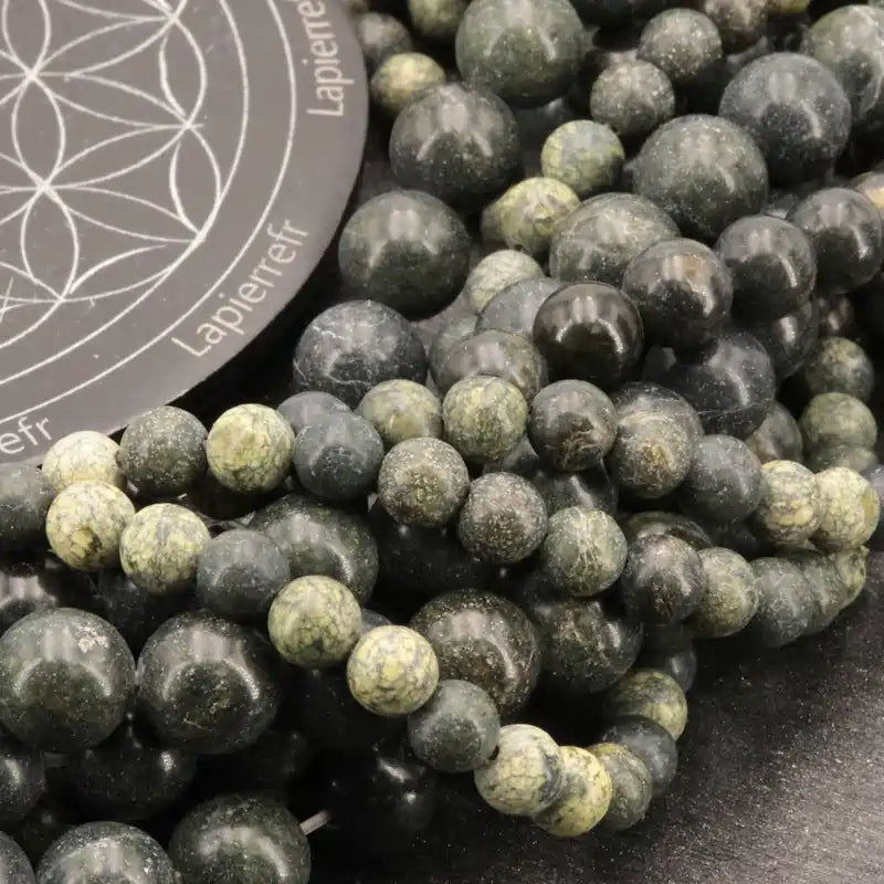 Perles Serpentine en pierre naturelle ronde 6mm, 8mm, 10mm - Qualité AA+ pour la création de bijoux et lithothérapie