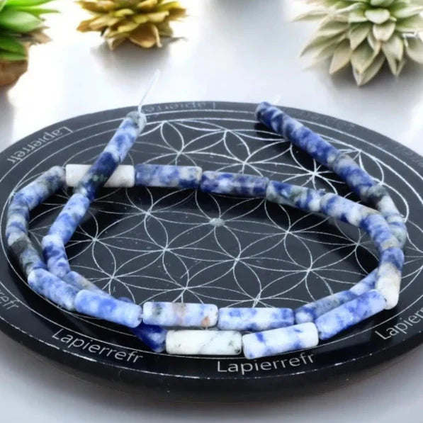 Perles tube de Sodalite en pierre naturelle 4mm, lot de 26 pour création de bijoux