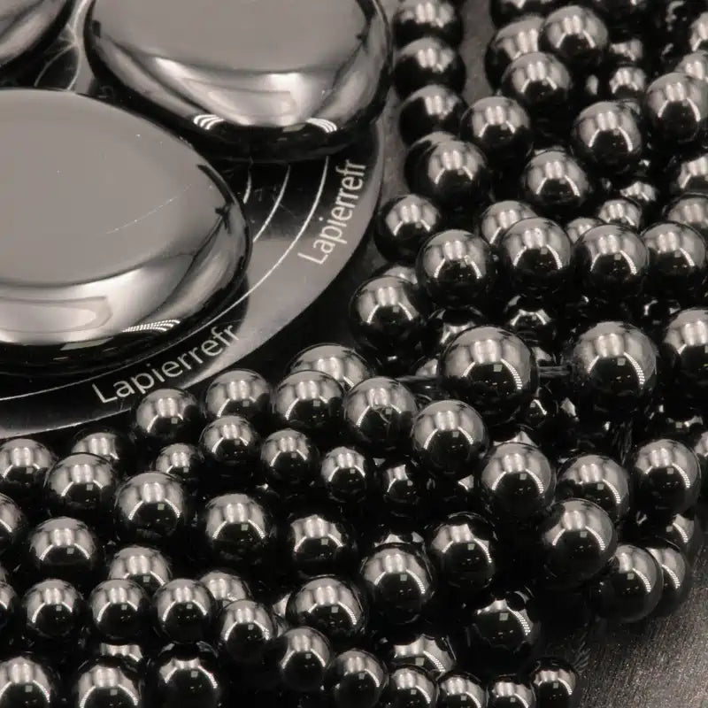 Perle de spinelle noire 10 mm pour bracelet homme