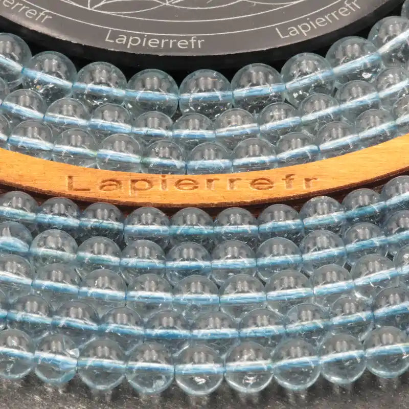 Fil de perles de Topaze Bleue, pierre de synthèse ronde pour création de bijoux