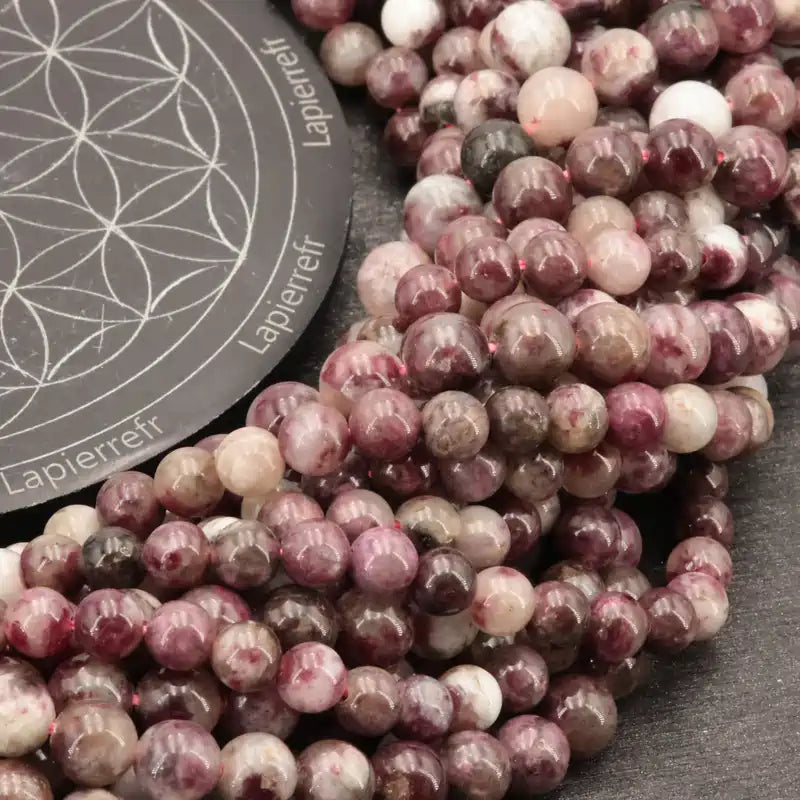 Perles Tourmaline Rubellite en pierre naturelle ronde 6mm ou 8mm de Qualité AA+, pour la création de bijoux et lithothérapie