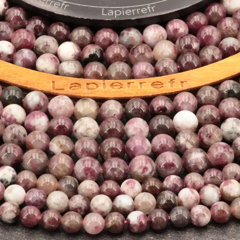 Perles de tourmaline rubellite en pierre naturelle, diamètre 6 mm