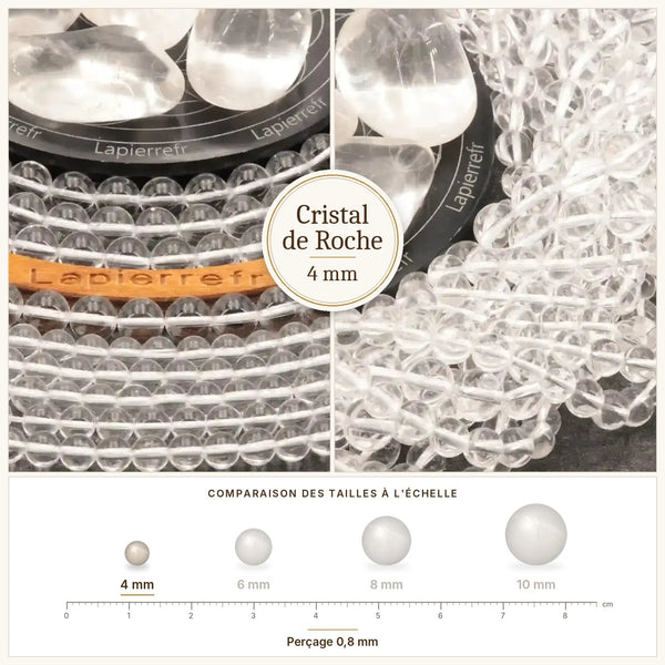 Petites perles transparentes en cristal de roche naturel 4 mm