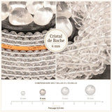 Perles Cristal de Roche à inclusions 6 mm en pierre naturelle, Qualité AAA