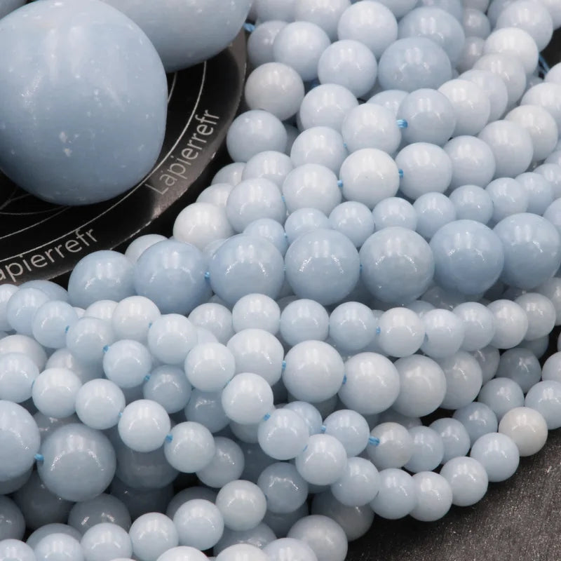 Perles 10mm angélite en pierre naturelle