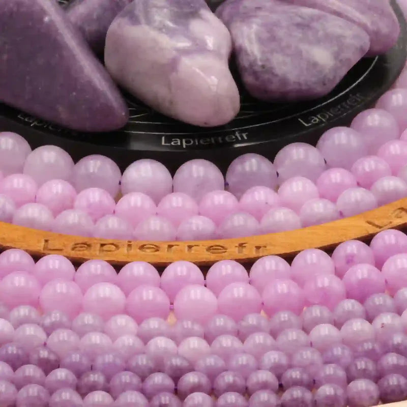 Perles 10mm lépidolite mauve pour bracelet affirmé