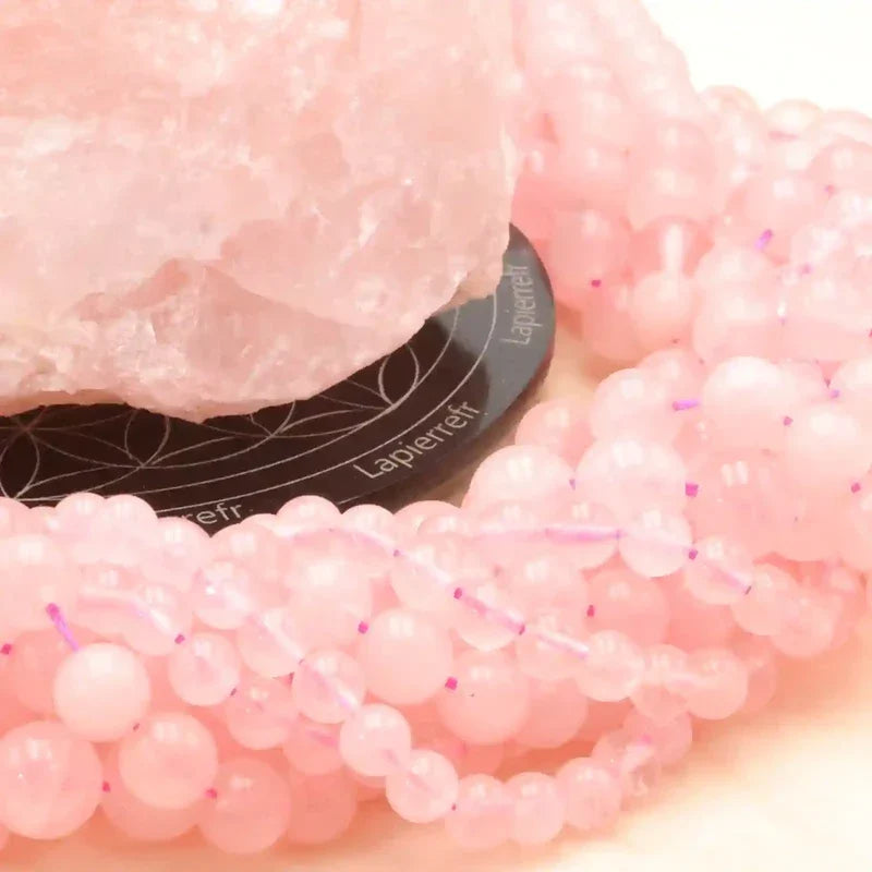 Perles 10mm en quartz rose pour un bracelet homme ou femme