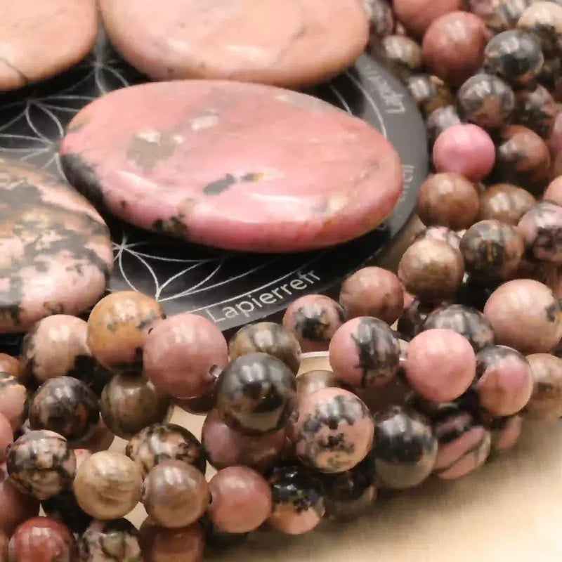 Perles 10mm rhodonite en pierre naturelle polie