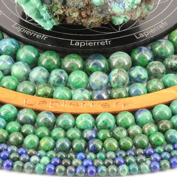 Perles 4 mm d'azurite malachite stabilisée pour bijoux fins