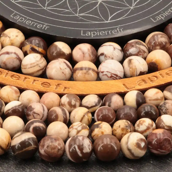 Perles 4 mm en jaspe zébré naturel pour bijoux fins