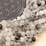 Petites perles Quartz Tourmaline Noire 4 mm, Qualité AAA