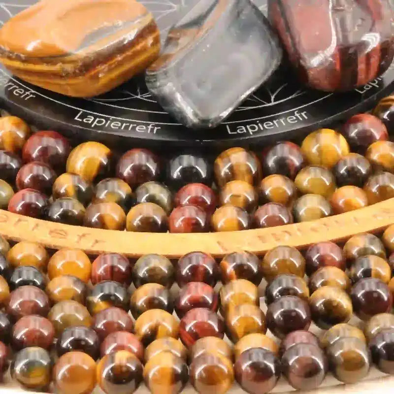Perles 4mm œil de tigre, œil de faucon et œil de taureau mélangées