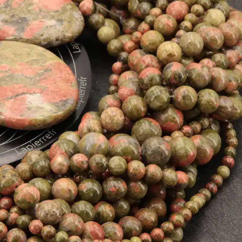 Perles 4 mm d'unakite pour collier fin